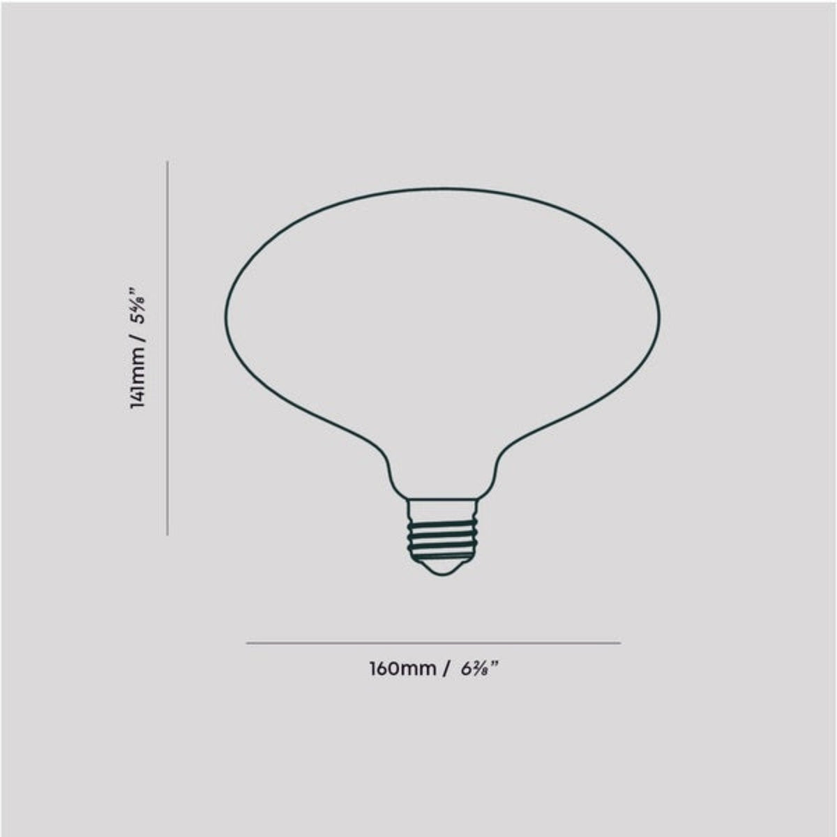 Dimensions of the Oval E26 LED Bulb by Tala Lighting.
