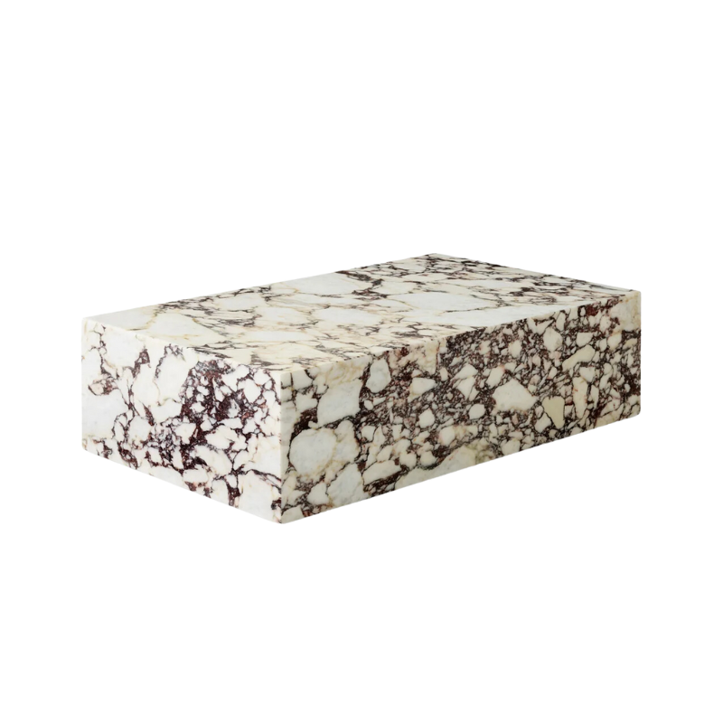 Marble plinth, low in calacatta viola marble