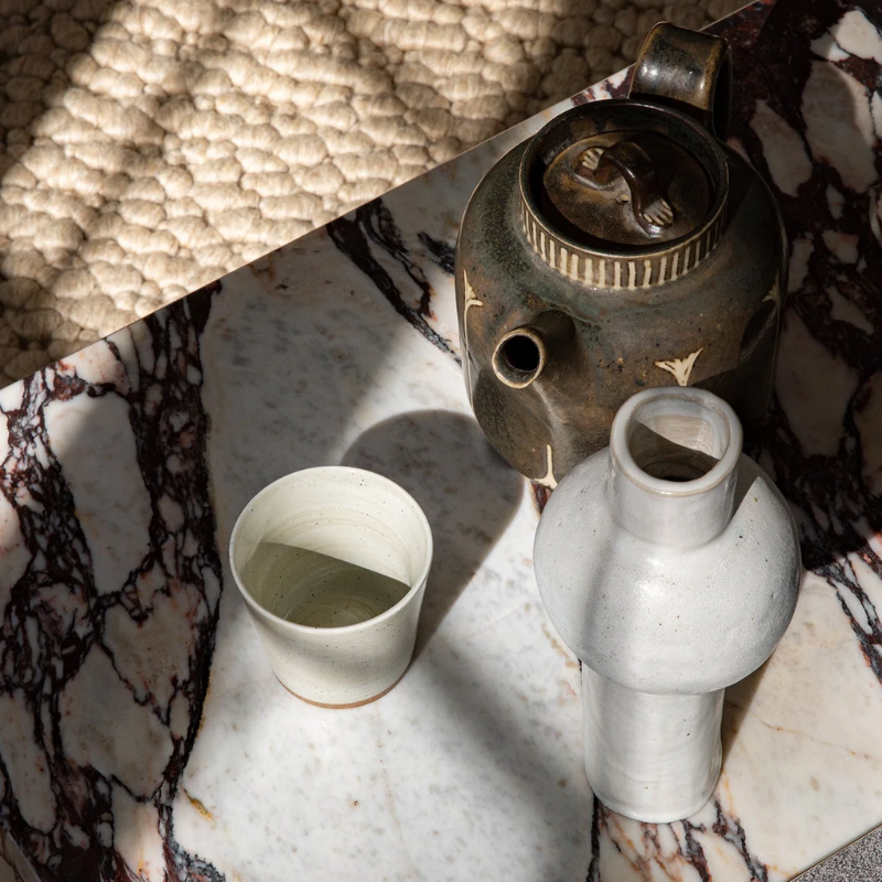 Calacatta marble coffee table in a living room