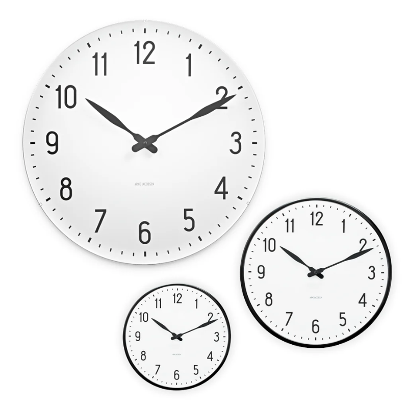 The Station Wall Clock from Arne Jacobsen Clocks size options.