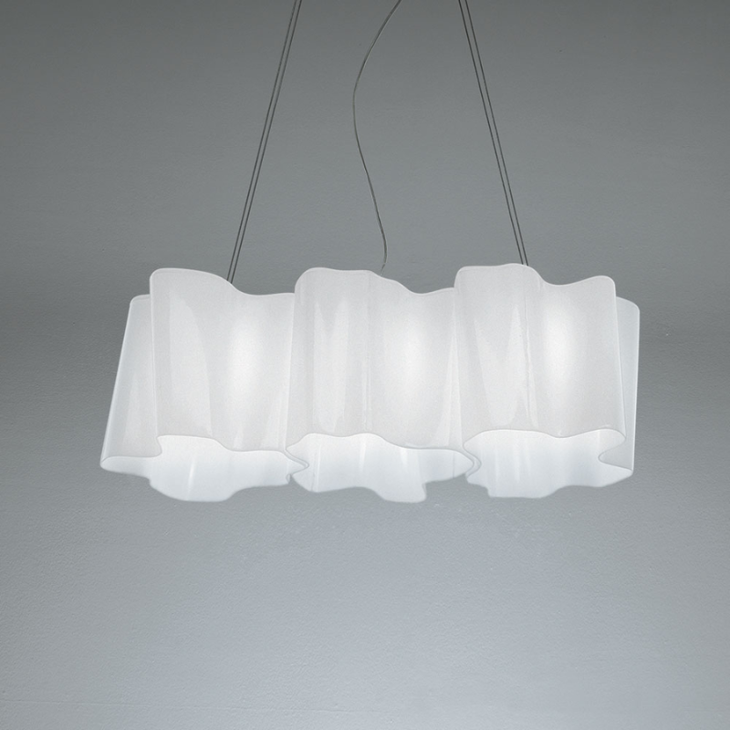 This is the Logico Triple Linear Suspension pendant light from Artemide in Milky White.