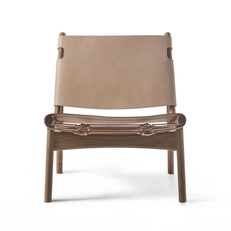 The Hunter Lounge Chair from Eikund of Norway in natural leather from the front.