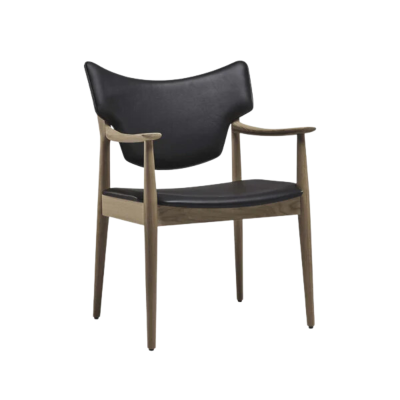 The Veng Armchair from Eikund of Norway in black leather.