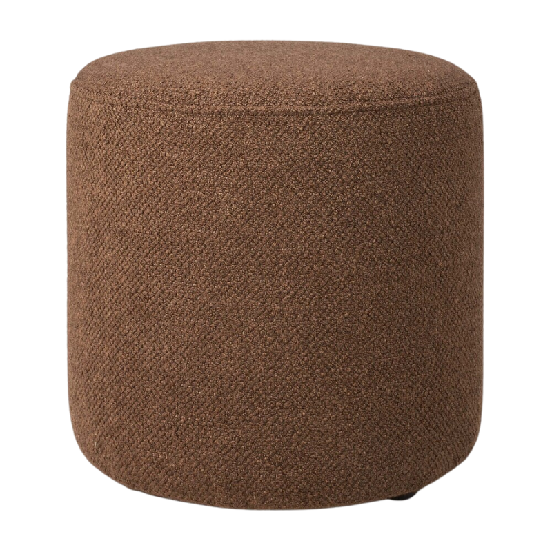 The Barrow Pouf from Ethnicraft in the small 15.5 inch size and copper fabric.