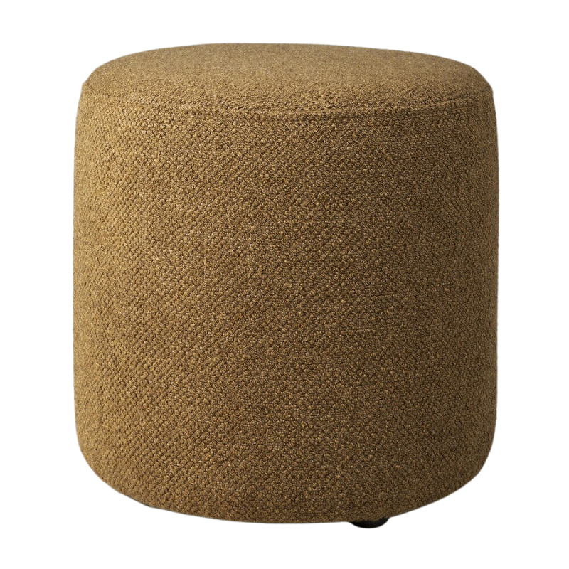 The Barrow Pouf from Ethnicraft in the small 15.5 inch size and ginger fabric.
