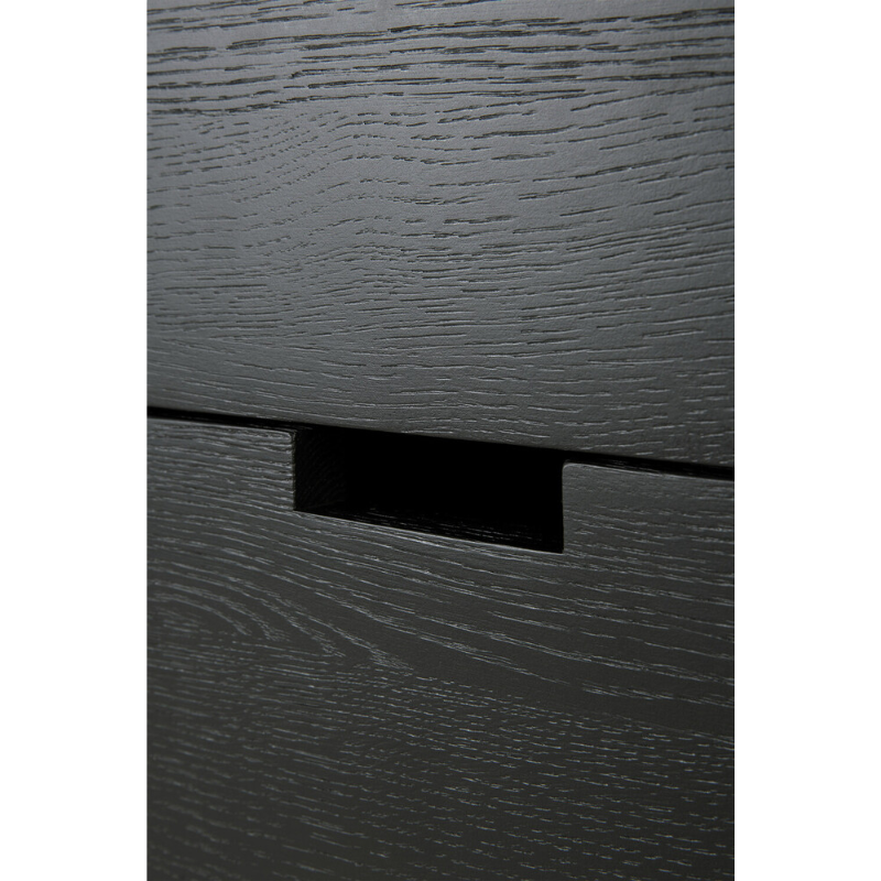 The Billy Drawer Unit from Ethnicraft in black oak with a close up on the drawer.