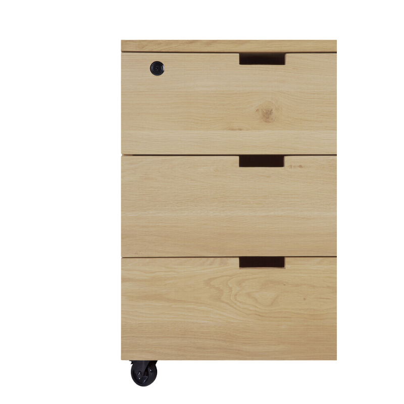 The Billy Drawer Unit from Ethnicraft in oak showing the left side of the unit.