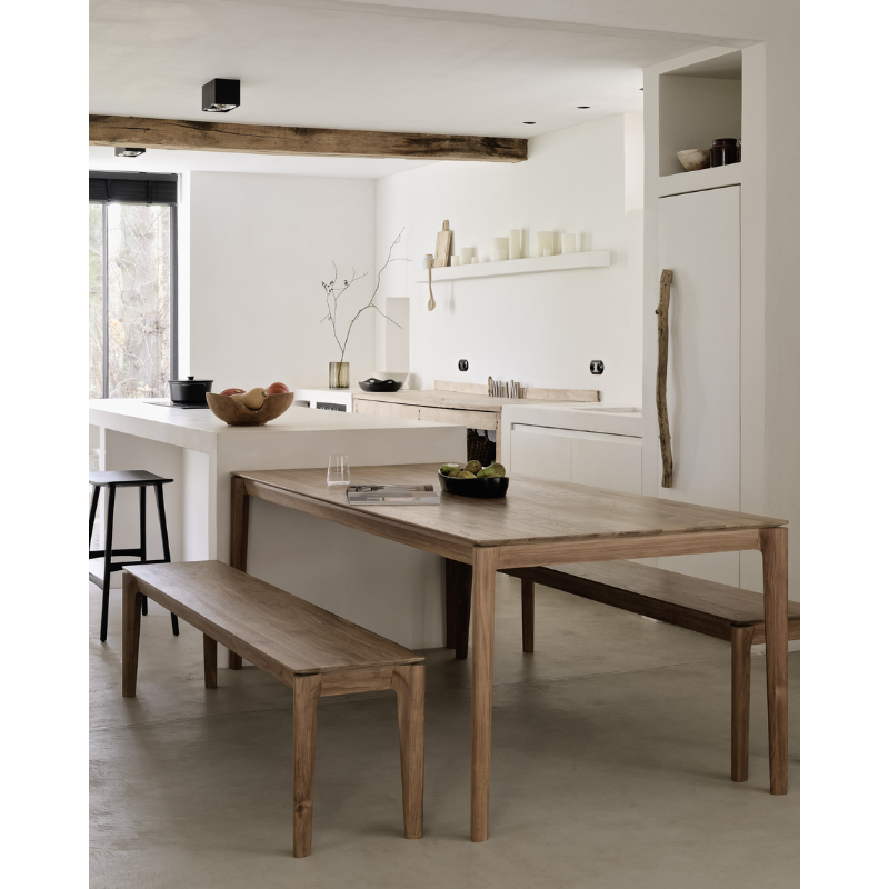 The Bok Bench from Ethnicraft in an open space kitchen.