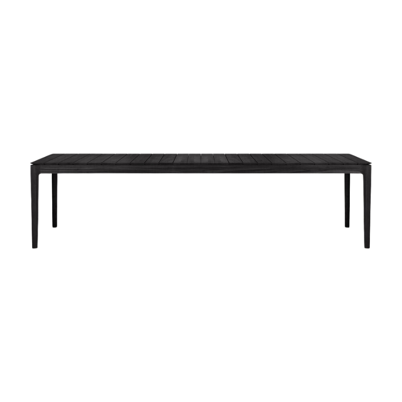 The Bok Outdoor Dining Table from Ethnicraft in solid teak tainted black, 118 inch size.