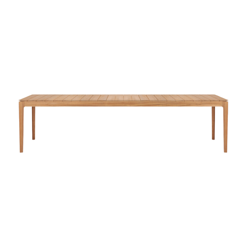The Bok Outdoor Dining Table from Ethnicraft in solid teak, 118 inch size.