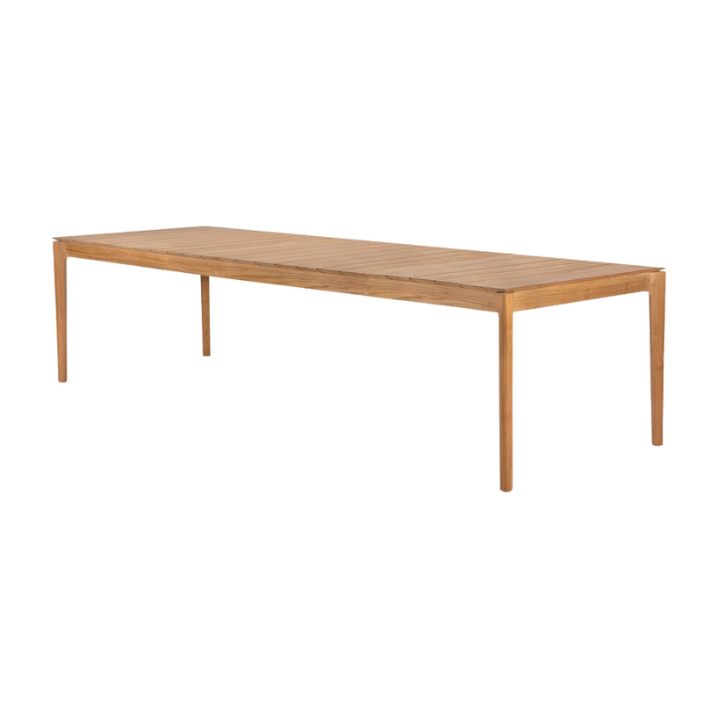 The Bok Outdoor Dining Table from Ethnicraft in solid teak, 118 inch size.