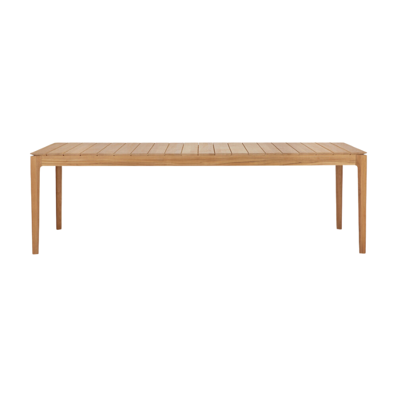 The Bok Outdoor Dining Table from Ethnicraft in solid teak, 98.5 inch size.