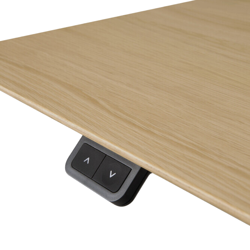 The Bok adjustable sit-stand desk was designed with the importance of health and good posture in mind at the office or in your home office. The motorized system in its legs allows the solid oak tabletop to be elevated to the height of your liking. That way, you can easily switch between sitting and standing throughout the workday.