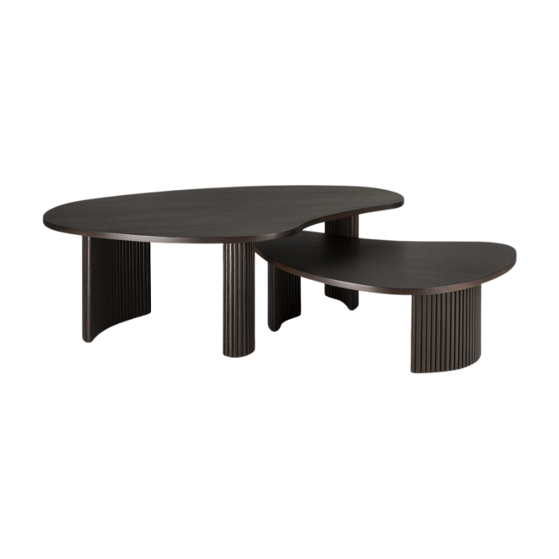 The small and large Boomerang Coffee Table from Ethnicraft nested together.