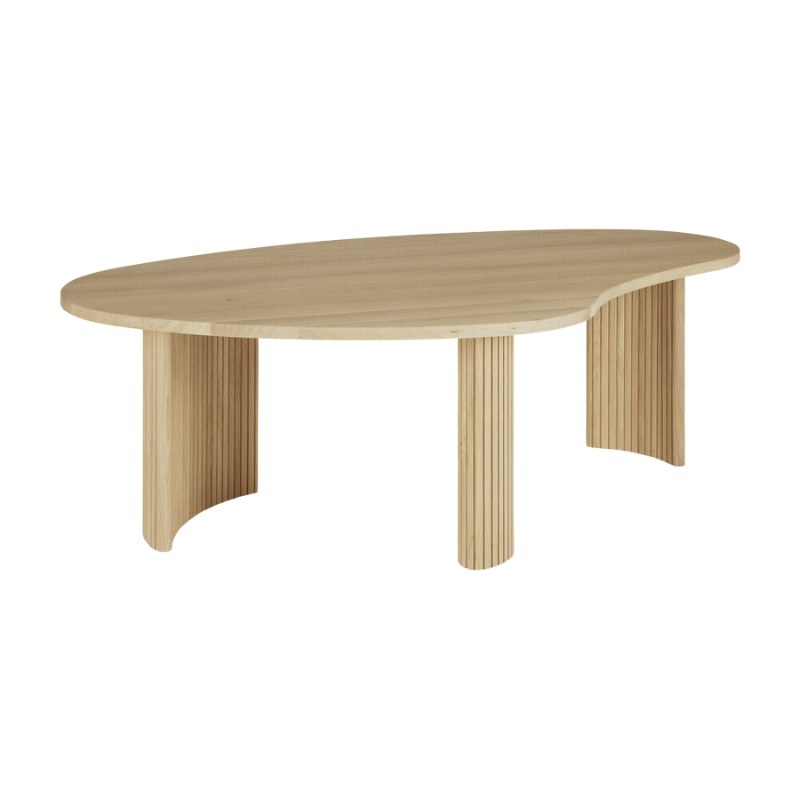 The large Boomerang Coffee Table from Ethnicraft in oak.