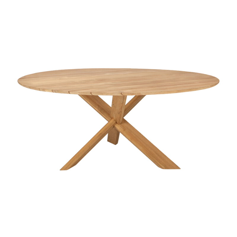 The 64.5 inch Circle Outdoor Dining Table from Ethnicraft made from 100% solid teak.