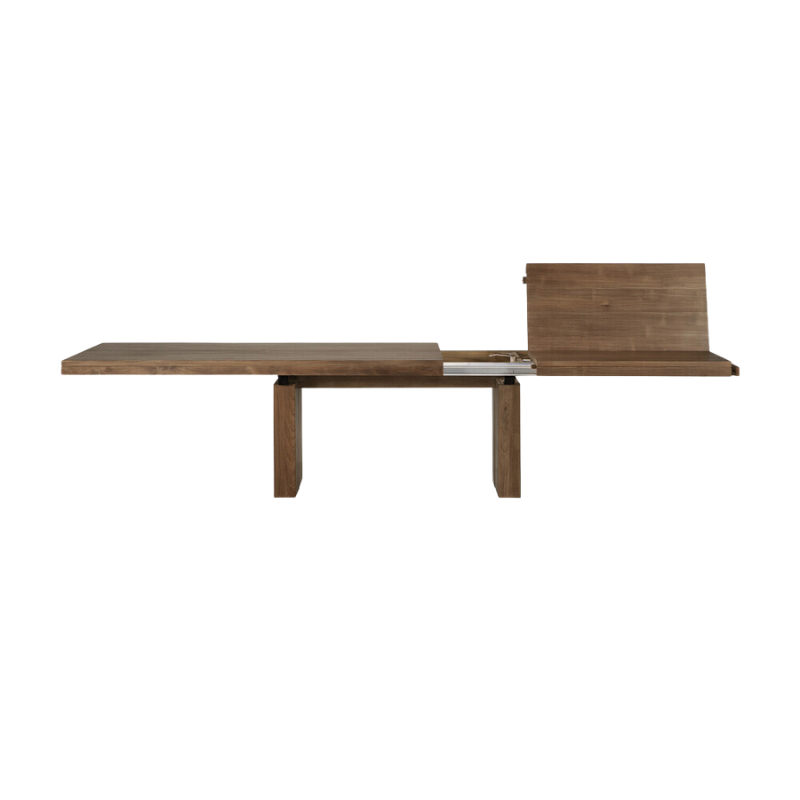 The Double Extendable Dining Table from Ethnicraft made from solid teak.