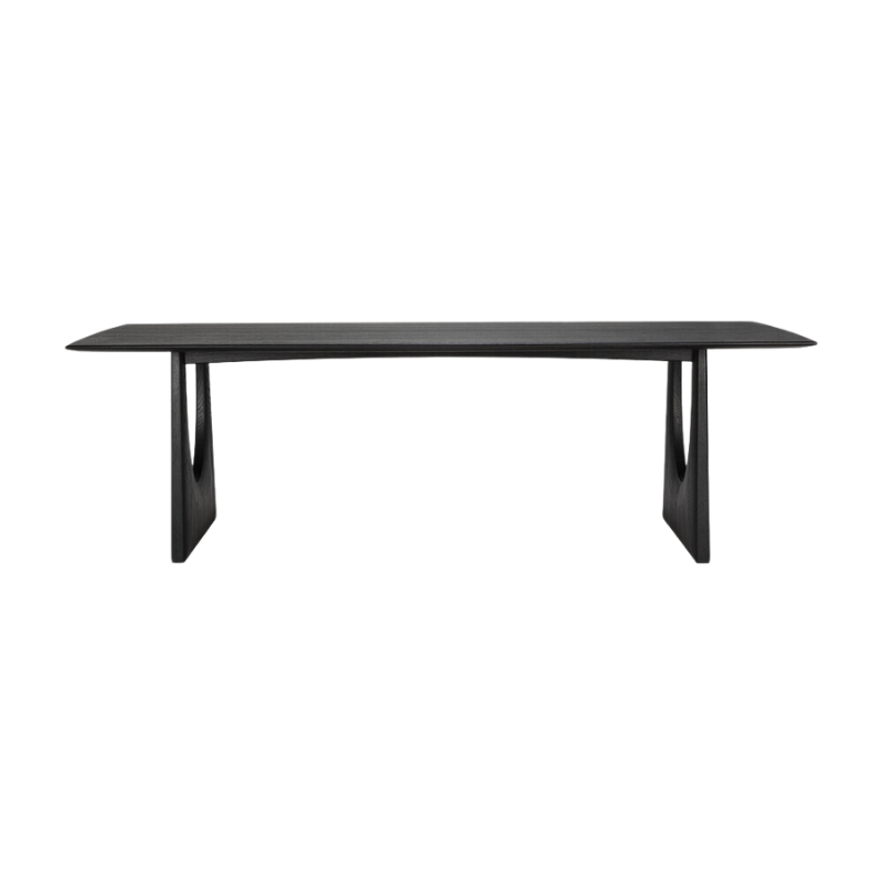 The 98 inch Geometric Dining Table from Ethnicraft in solid oak tainted black.