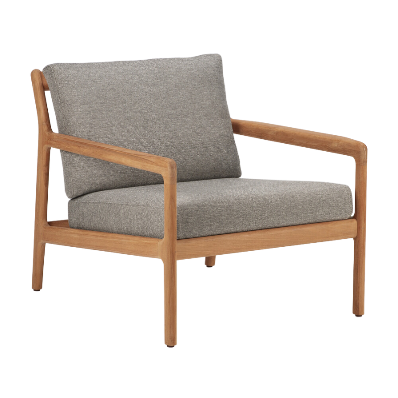The Jack Outdoor Lounge Chair from Ethnicraft made from solid teak with the mocha cushion.
