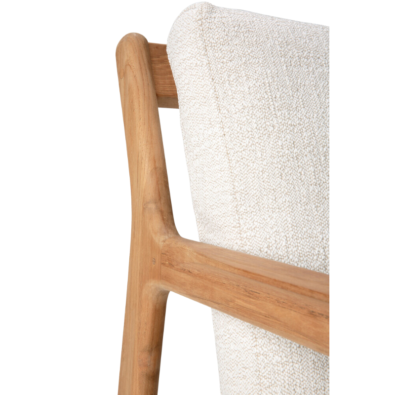 The Jack Outdoor Lounge Chair from Ethnicraft made from solid teak with the off white cushion.