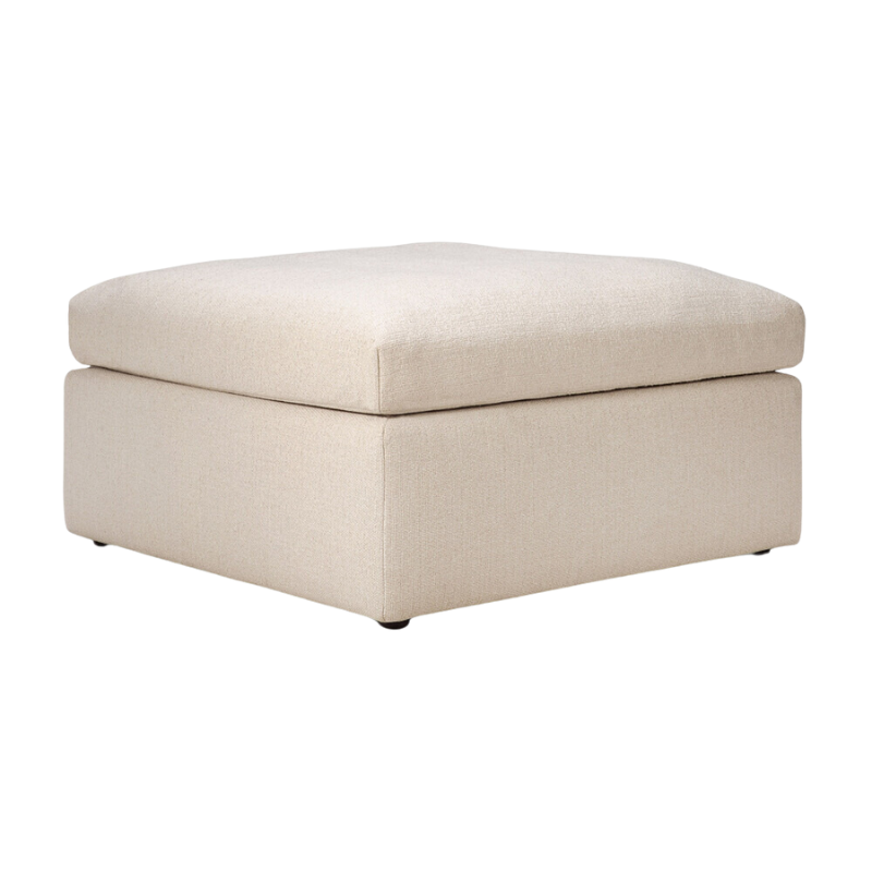 The Mellow Footstool from Ethnicraft in the off white fabric.