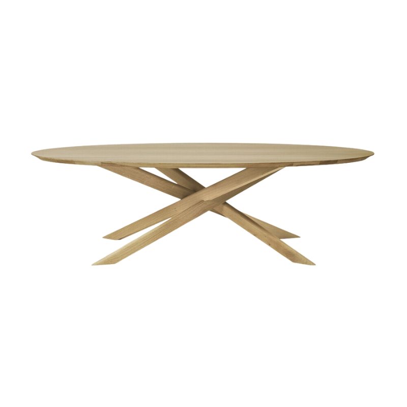 The Mikado oval coffee table, designed by Alain van Havre, is not simply a smaller version of the Mikado dining table. It's a complete reinterpretation of its larger design and a study of balance and symmetry.