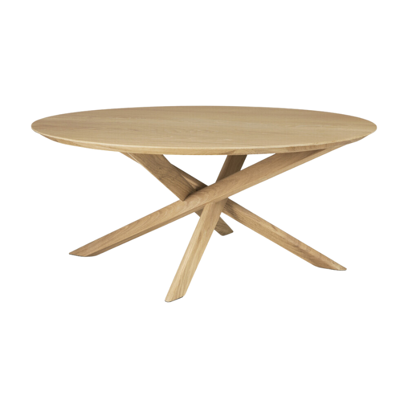 The Mikado round coffee table, designed by Alain van Havre, is not simply a smaller version of the Mikado dining table. It's a complete reinterpretation of its larger design and a study of balance and symmetry.