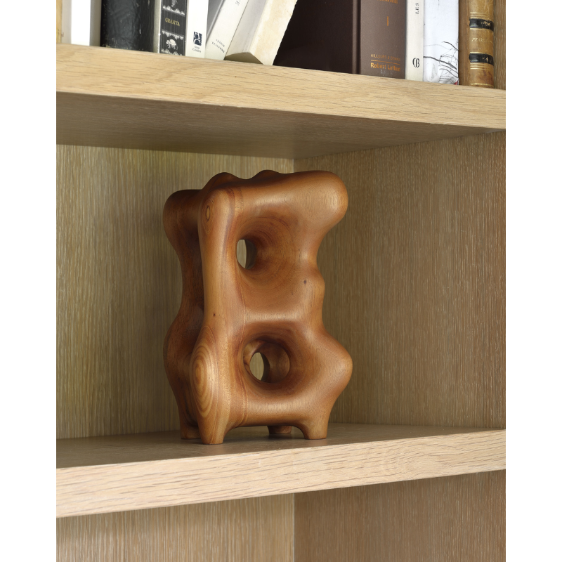 The contemporary sculptures series was crafted by our in-house master sculptor, Hartoyo. In each piece, the solid sycamore wood is sublimed into geometric and organic shapes. Beautiful from every angle and with the changing light of the day, these intriguing pieces will layer meaning into your home.