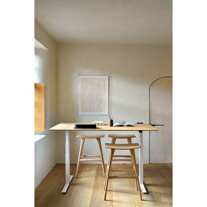 The beauty of balance and symmetry found in nature has inspired the Osso collection. The Osso bar stool's higher seat functions best as a sleek standing desk stool in an office or home office setting.