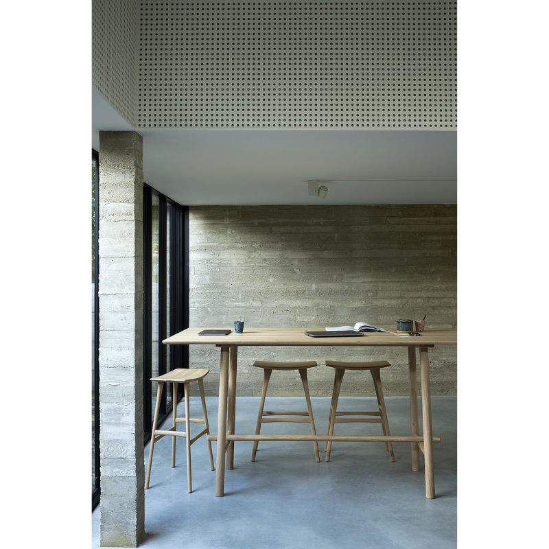 The beauty of balance and symmetry found in nature has inspired the Osso collection. The Osso bar stool's higher seat functions best as a sleek standing desk stool in an office or home office setting.