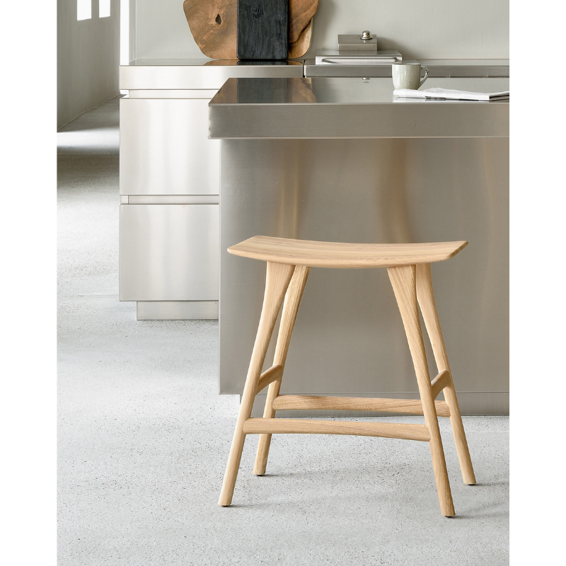 Osso is one of our most popular designs because of its versatility. The height of this solid wood counter stool adds yet another option to its wide array of possibilities - as an elegant and sturdy kitchen stool for example.