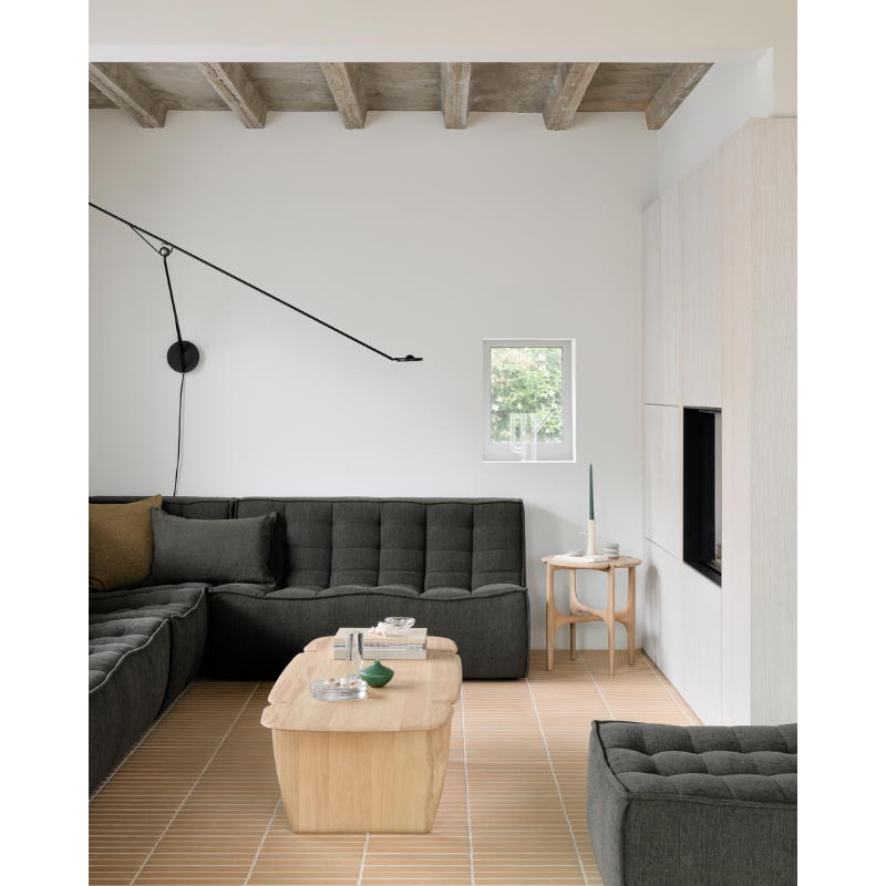 The PI Side Table from Ethnicraft in a living space with the N701 sofa and PI Coffee Table.