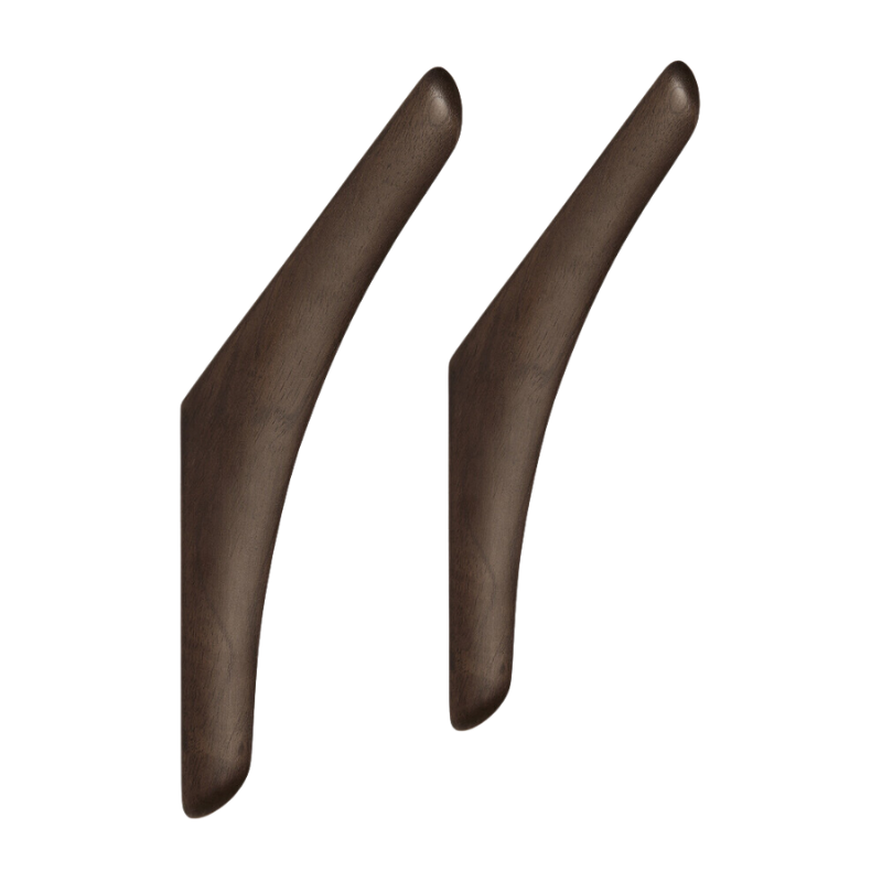 The PI collection honours nature’s design, by keeping the strength and curves as nature intended. Each PI wall hanger is finished by hand to ensure that the individual character of the wood is respected. Interesting shapes are discovered in this sleek and stylish, polished imperfect, finish. Sold as a set of two.