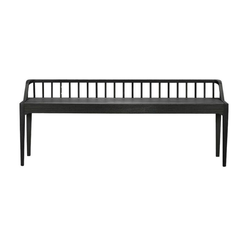 The Spindle collection found its inspiration in the traditional spinning wheel and incorporates perfectly aligned spokes into the backseat. Wherever you choose to place it, the Spindle bench in solid oak is a striking piece.