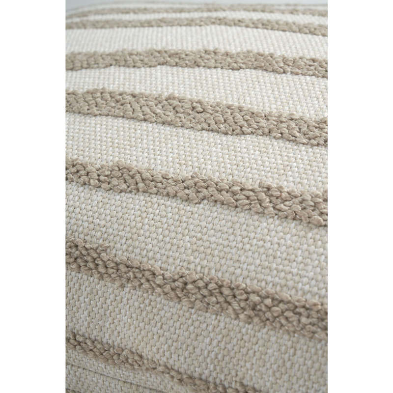 The Stripes Outdoor Cushion from Ethnicraft in a photograph highlighting the fabric.