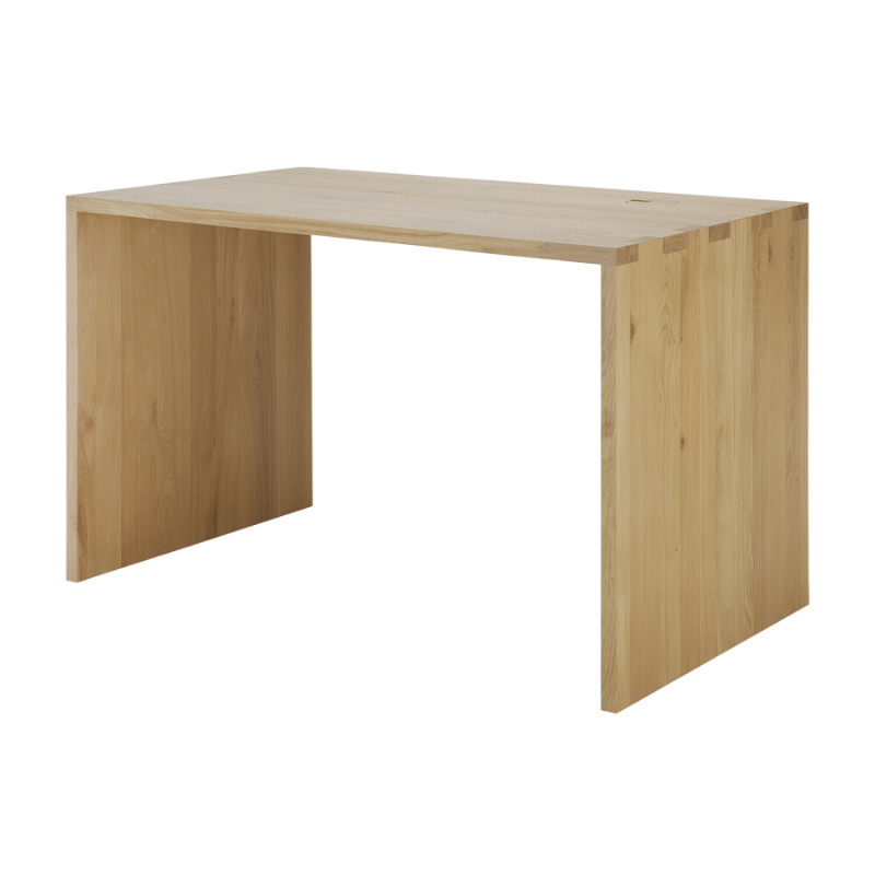 The 55 inch U Desk from Ethnicraft in oak from the side.