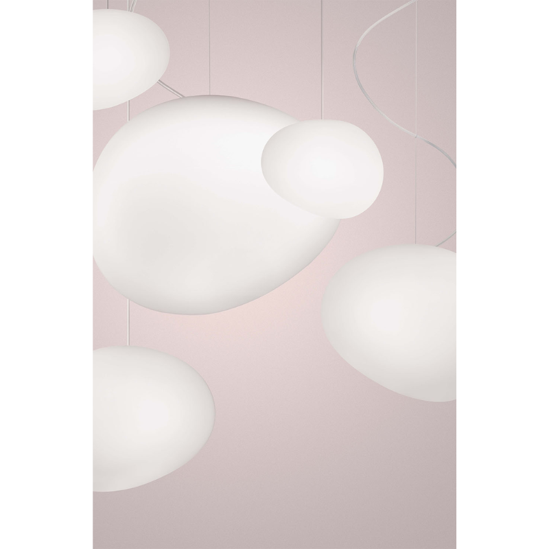 The Gregg Pendant from Foscarini in a studio lifestyle photograph.