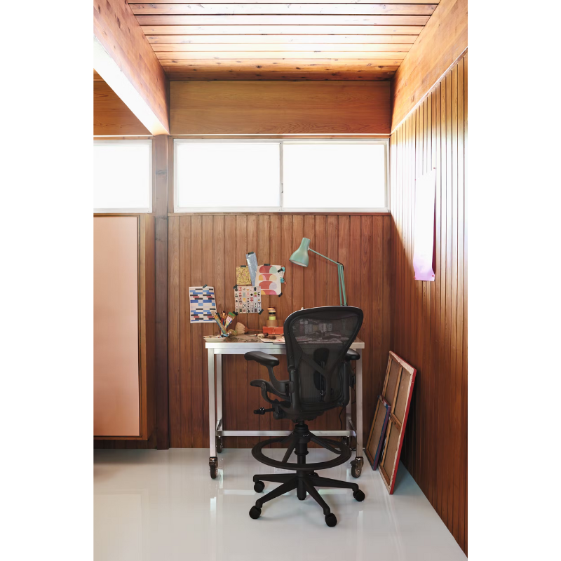 The Aeron Stool from Herman Miller in a living room.