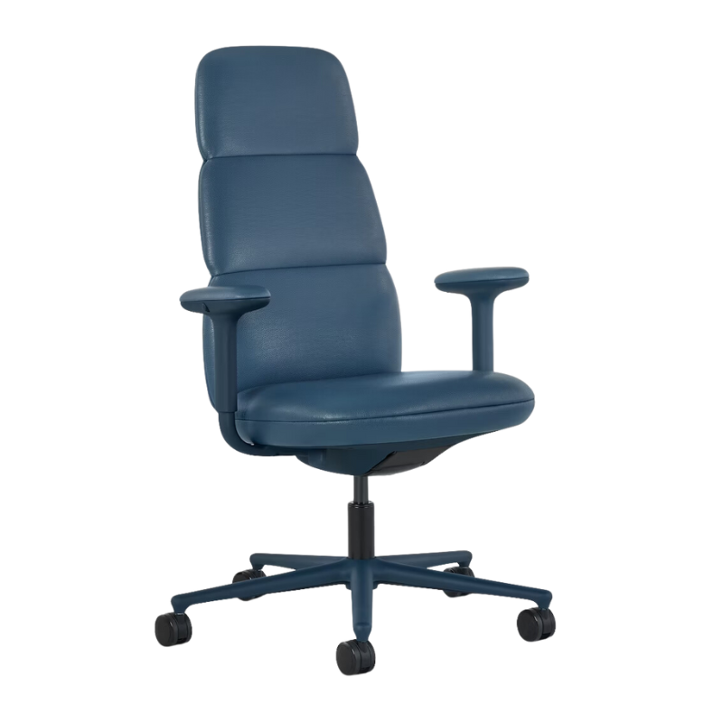 The high back Asari Chair from Herman Miller in jettison stow leather fabric.