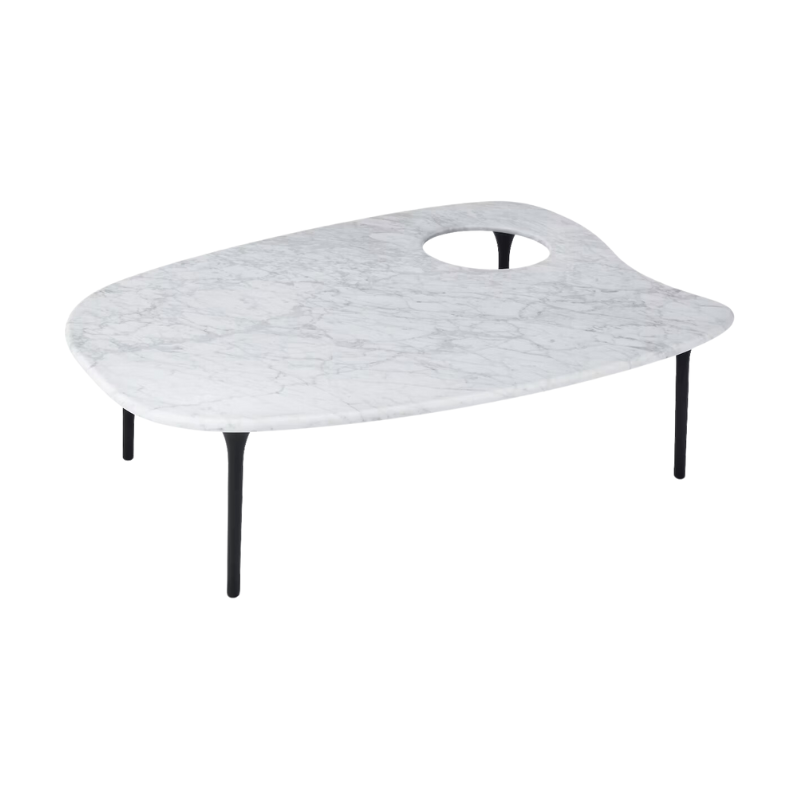The Cyclade Table from Herman Miller in low, without a bowl, in carrara marble.
