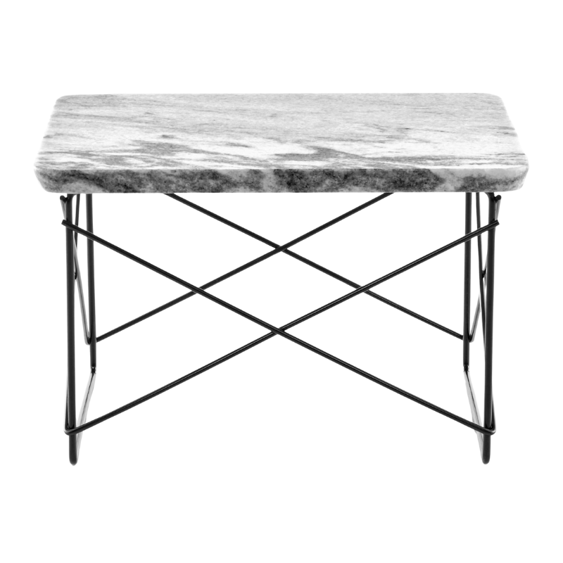 The Eames Wire Base Low Table from Herman Miller with the Georgia grey marble top and black base.