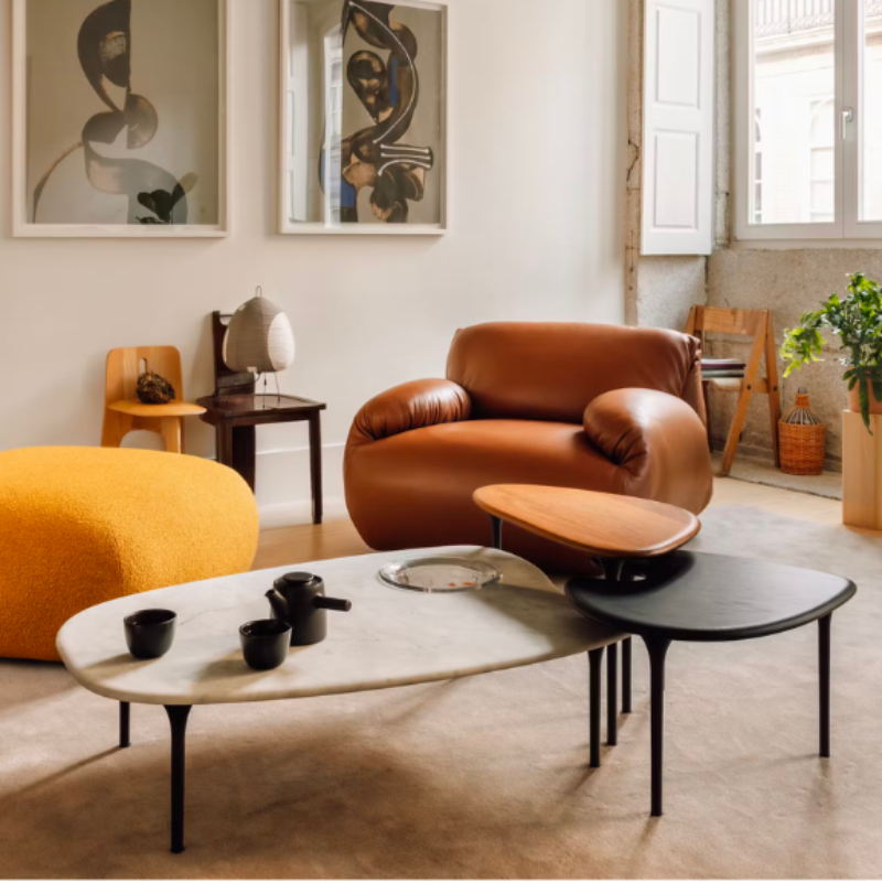 The Leather Luva Modular Armchair Prone Leather from Herman Miller in a living room.