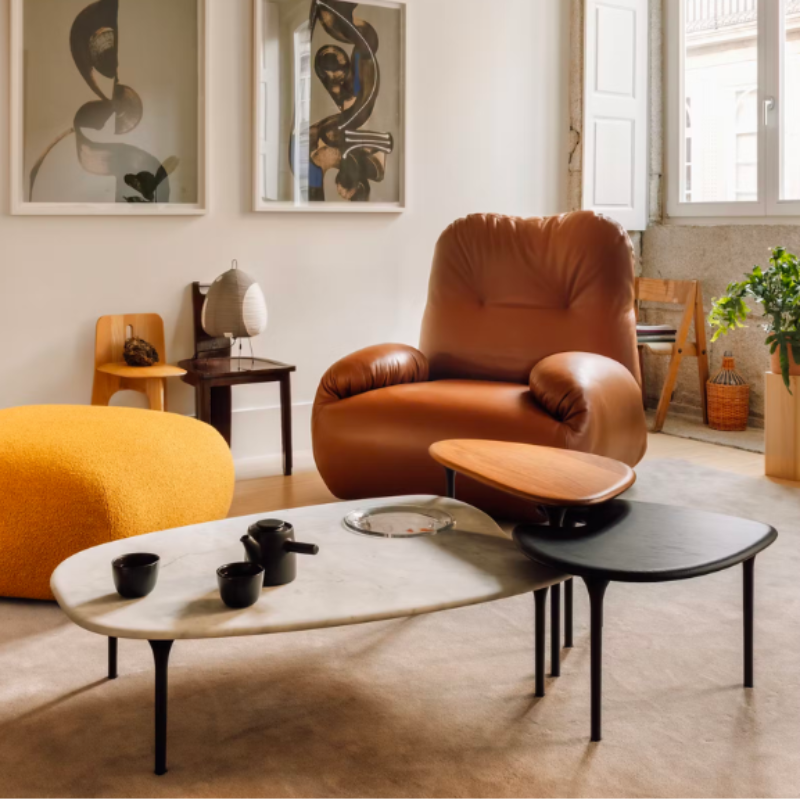 The Leather Luva Modular Armchair Prone Leather from Herman Miller in a living room.