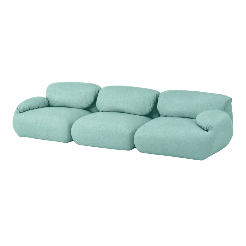The three seater Luva Modular Sofa from Herman Miller with sea glass beck fabric.