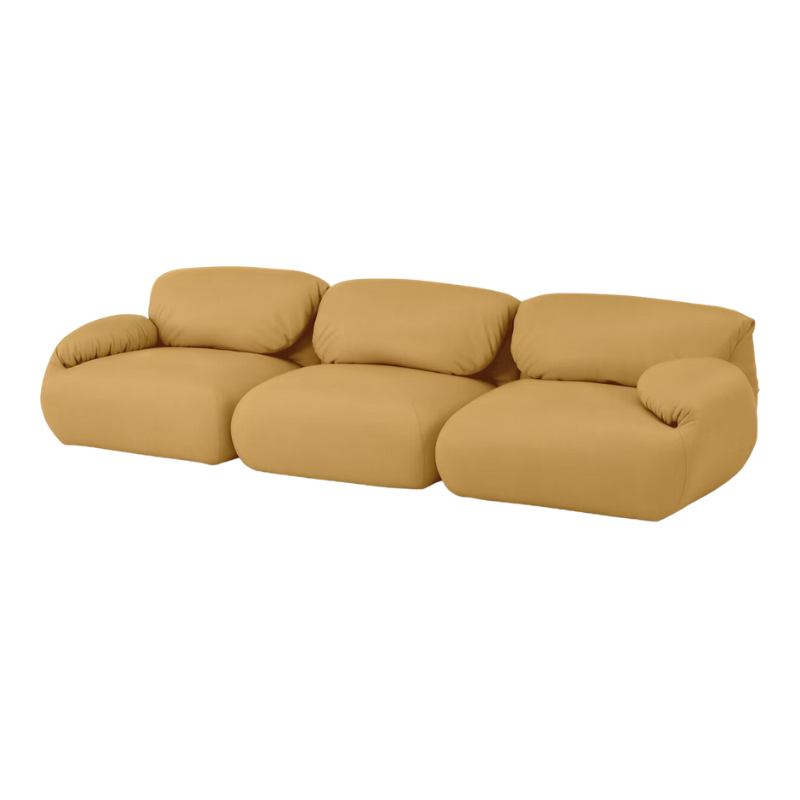 The three seater Luva Modular Sofa from Herman Miller with maize raise leather.