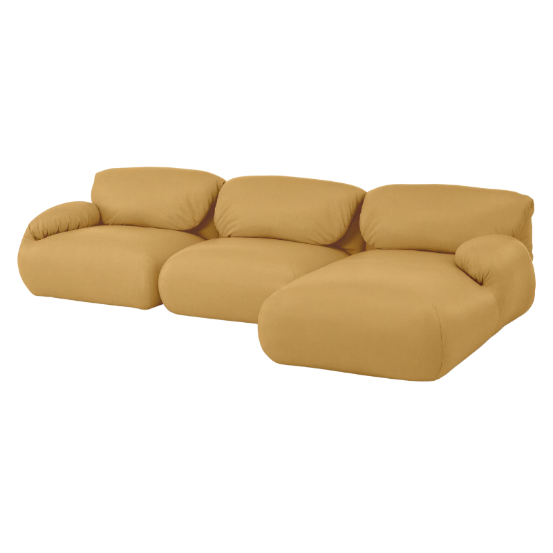 Fold up, down, or reconfigure as you please. The Luva Modular Sectional presents timeless beauty in an inventive form. Created by designer Gabriel Tan, Luva is a case study for probing at the intersections of art, design, and culture. The sectional's elemental form is inspired by the soft-rolled tops of Japanese futons and the padded tactility of a boxing glove.