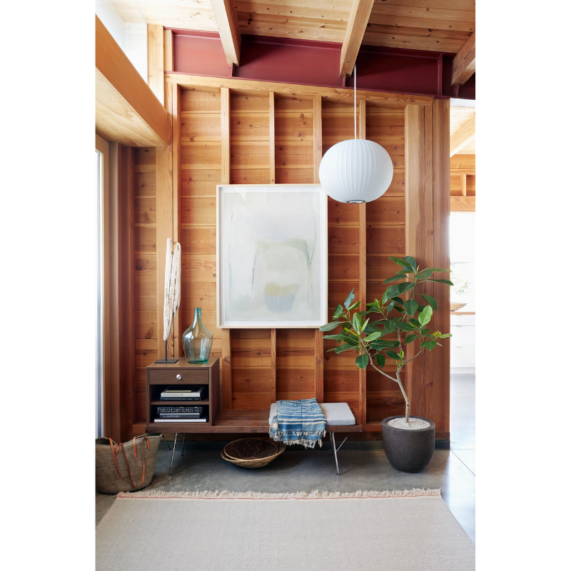 The Nelson Ball Bubble Pendant from Herman Miller in an entryway.