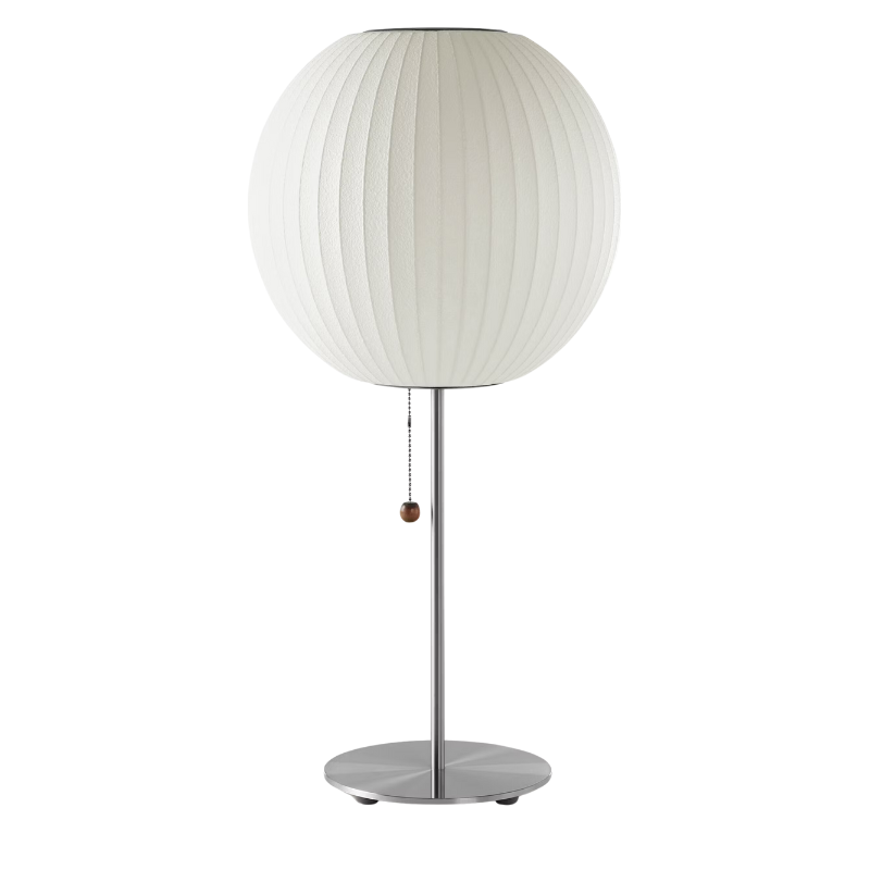 The Nelson Ball Lotus Table Lamp from Herman Miller in brushed nickel.