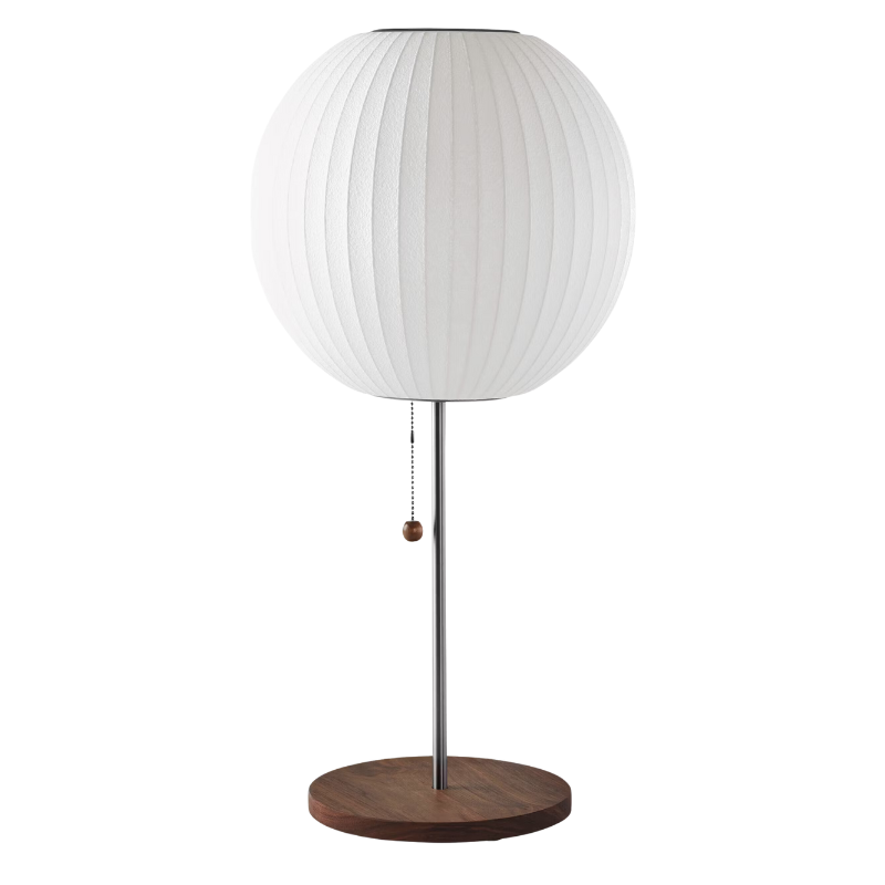 The Nelson Ball Lotus Table Lamp from Herman Miller in walnut.