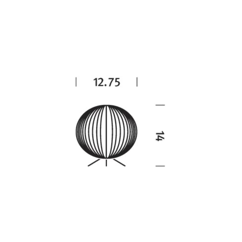The dimensions of the Nelson Ball Tripod Table Lamp from Herman Miller.